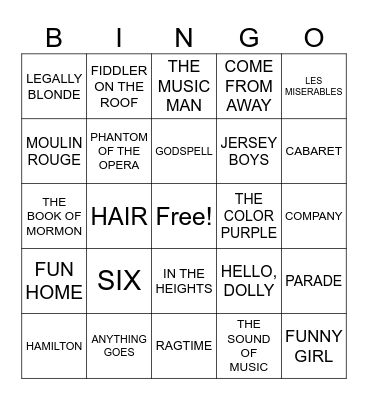 Broadway BINGO Card