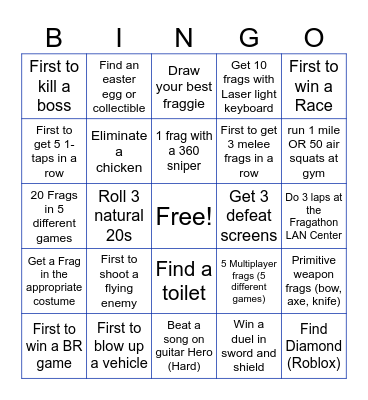 Ultimate Fragathon Bingo Card