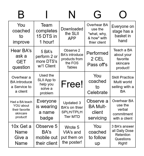 BEHAVIOR BINGO Card