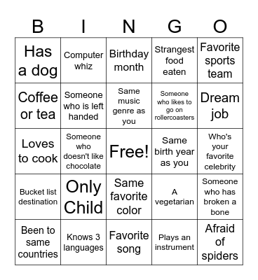 Hello! Bingo Card