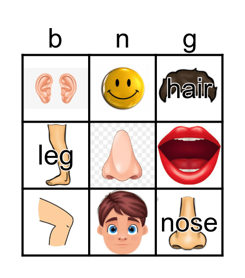 BODY PARTS Bingo Card