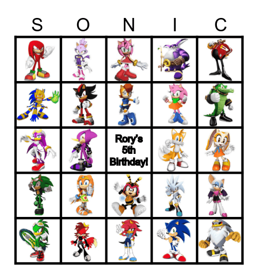 SONIC THE HEDGEHOG Bingo Card