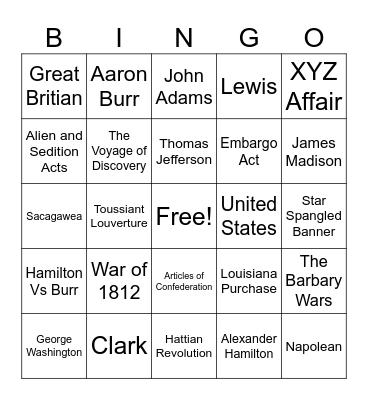 Project Menu Bingo Card
