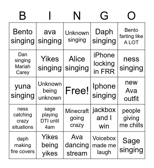 January VoiceBox Bingo Card Bingo Card