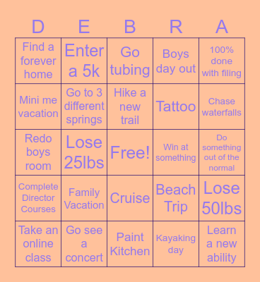 Devoted to Debby 2025 Bingo Card