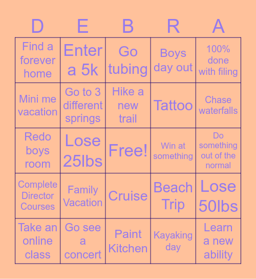 Devoted to Debby 2025 Bingo Card