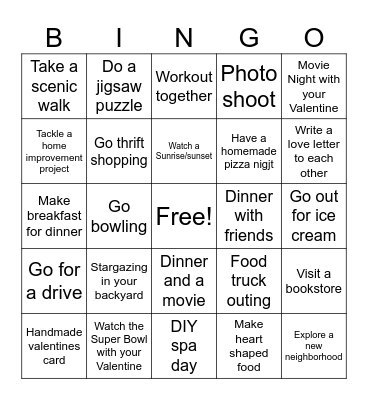 Experience Valentines BINGO Card