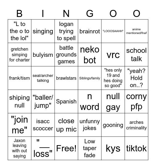 Gc silly inc. Bingo Card