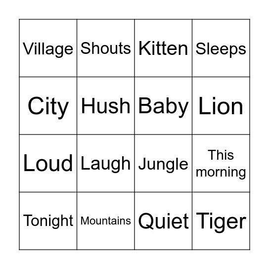 Circle the words that match the lyrics Bingo Card