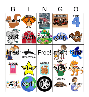 Vocalic R Bingo Card