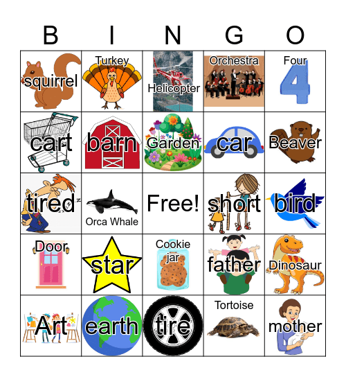 Vocalic R Bingo Card