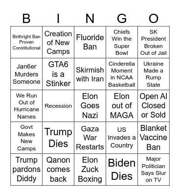 2025 Bingo Card