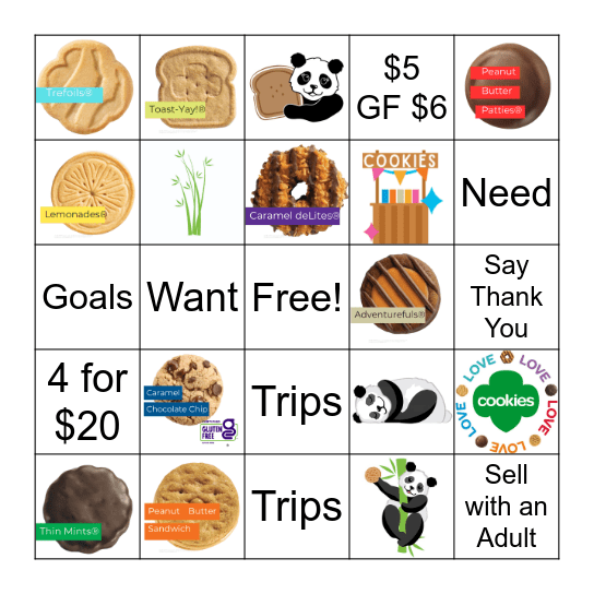 2024 Girl Scout Cookie Bingo Card