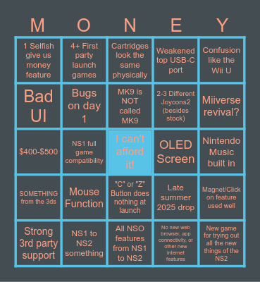 Switch 2 Predictions Bingo Card