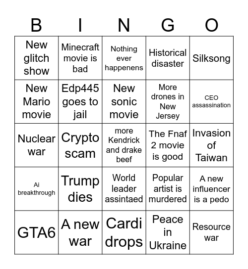 2025 Bingo Card