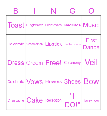 Bridal Shower Bingo Card