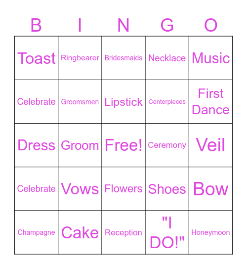 Bridal Shower Bingo Card