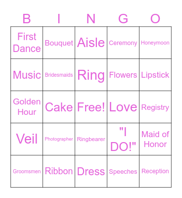 Bridal Shower Bingo Card