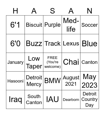 BINGO Card