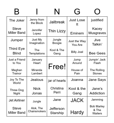 January Bingo Card