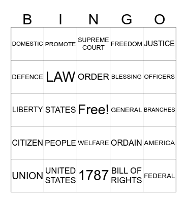 CONSTITUTION AND CITIZENSHIP DAY Bingo Card