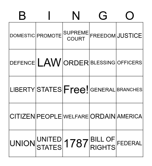 CONSTITUTION AND CITIZENSHIP DAY Bingo Card