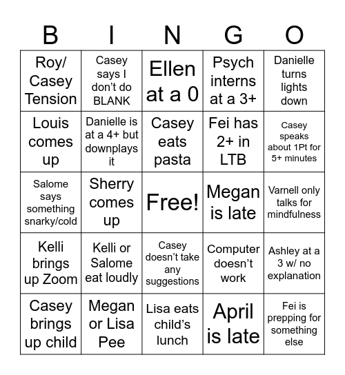 DBT Bingo Card