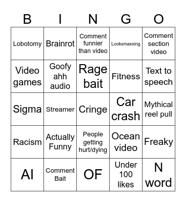 IG Reels Bingo Card