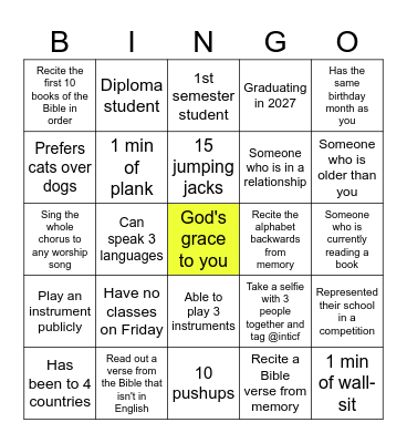 ICF Launch! Bingo Card