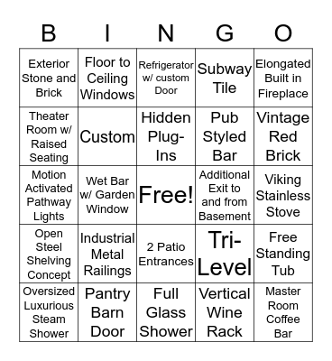 Builder Bingo  Bingo Card