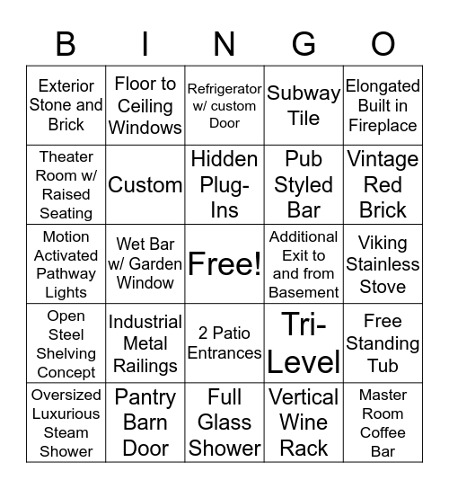 Builder Bingo  Bingo Card