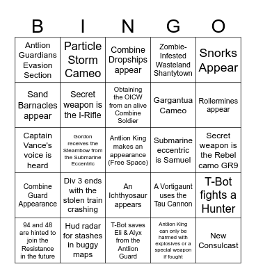 Division 3 Release Bingo Card