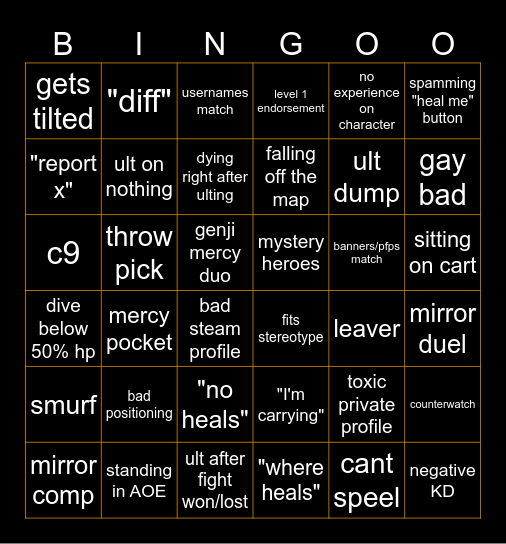 OVERWAT BINGO Card