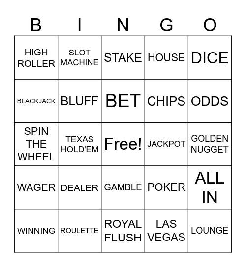 CASINO ROYALE Bingo Card