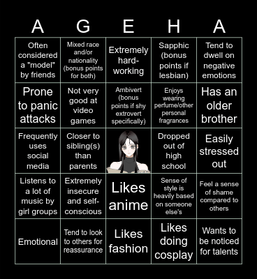 Ageha Bingo Card