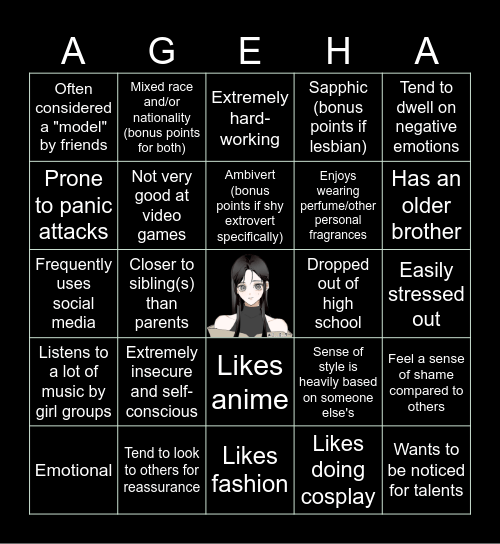 Ageha Bingo Card