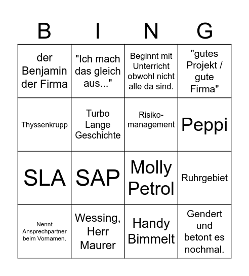 Schaumann Bingo Card