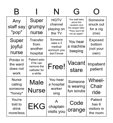 HOSPITAL BINGO Card