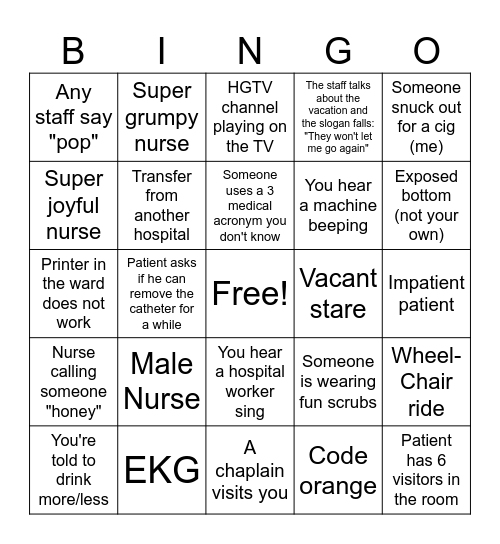 HOSPITAL BINGO Card