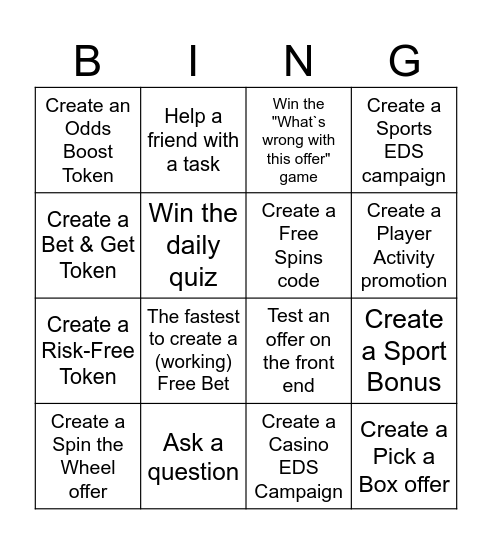 PST Achievement Bingo Card