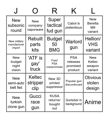 TheExCount Shot Show Bingo 2025 Bingo Card