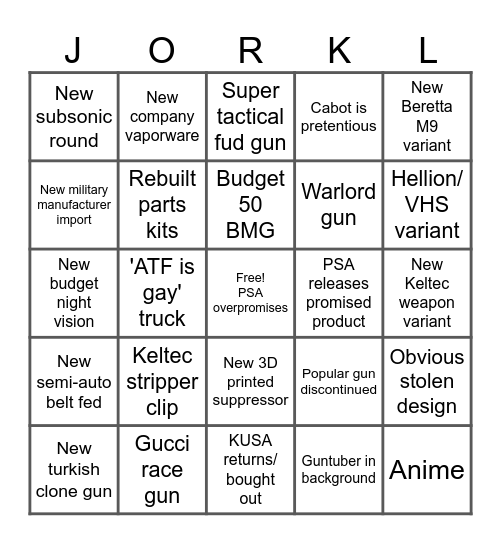 TheExCount Shot Show Bingo 2025 Bingo Card