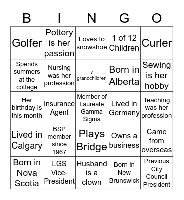 Laureate Gamma Sigma  Bingo Card