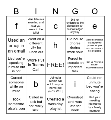 OFFICE Bingo Card