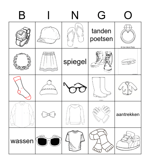 Kleding Bingo Card