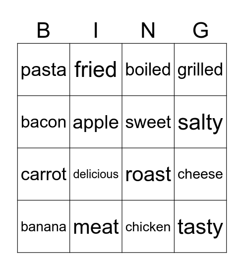 Food Bingo Card
