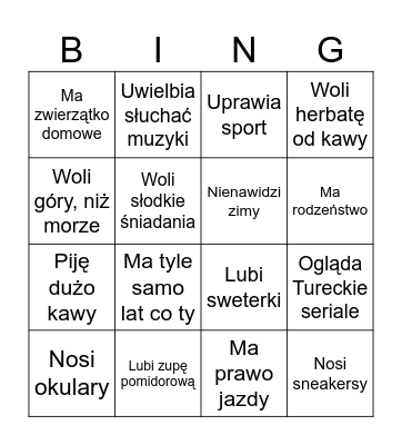 Osoba która… Bingo Card