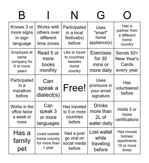 Inclusion Bingo Card