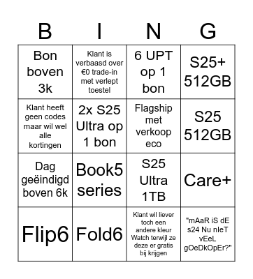 SES Sales Bingo Card