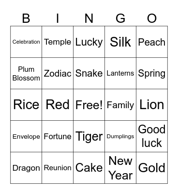 Chinese New Year 2025 Bingo Card